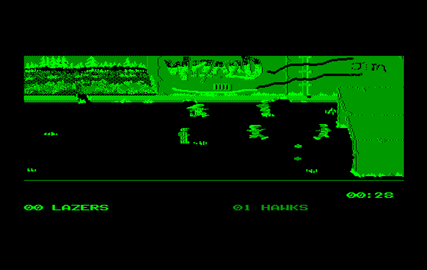 Street Sports Soccer IBM PC/Compatibles Screenshot: Attempting to score, but missed!