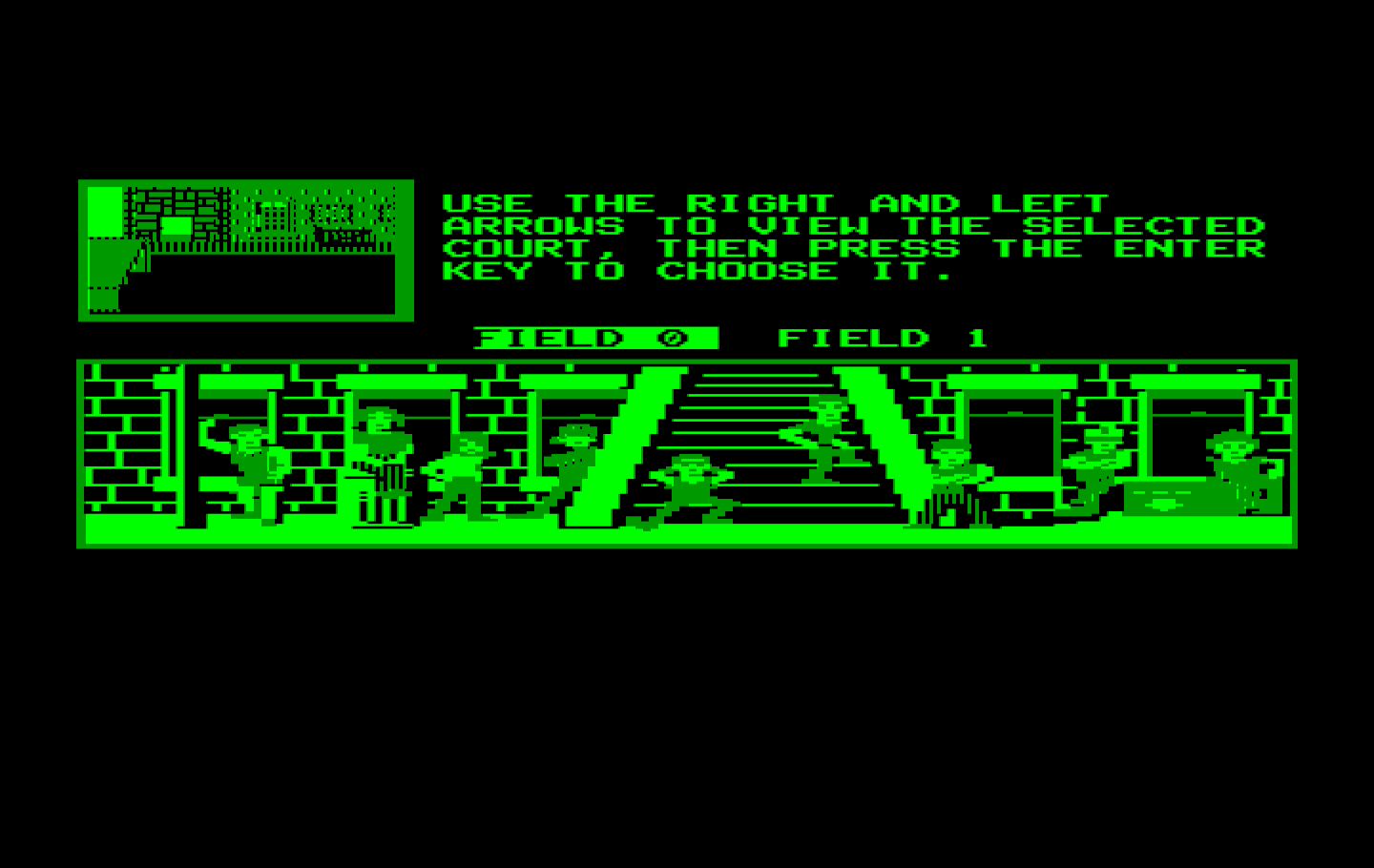 Street Sports Soccer IBM PC/Compatibles Screenshot: First, select a field to play on...