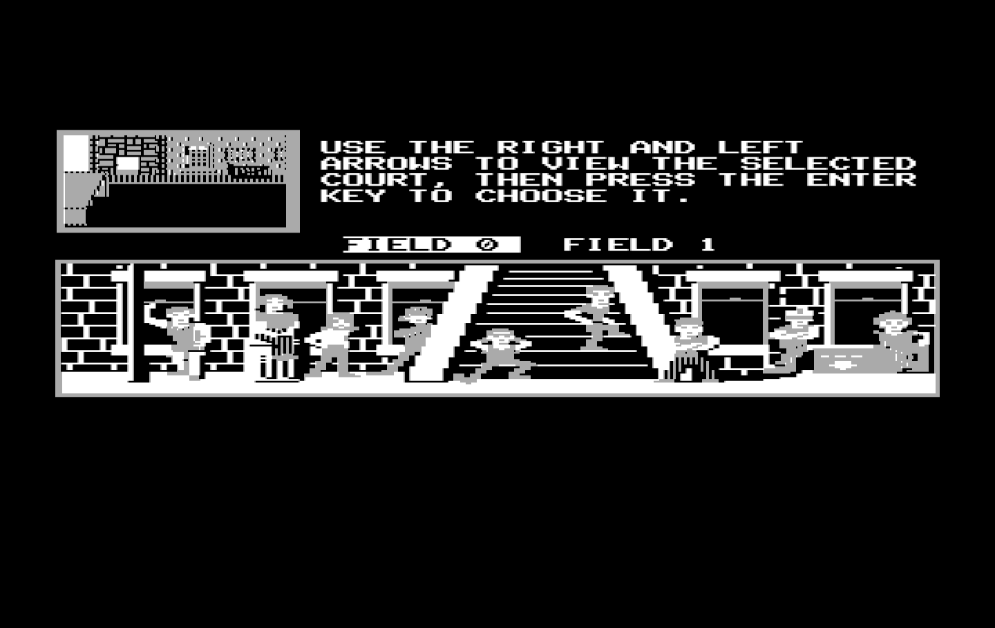 Street Sports Soccer IBM PC/Compatibles Screenshot: First, select a field to play on...