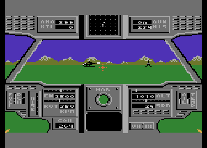 Super Huey UH-IX Atari 7800 Screenshot: Targeting an opponent...