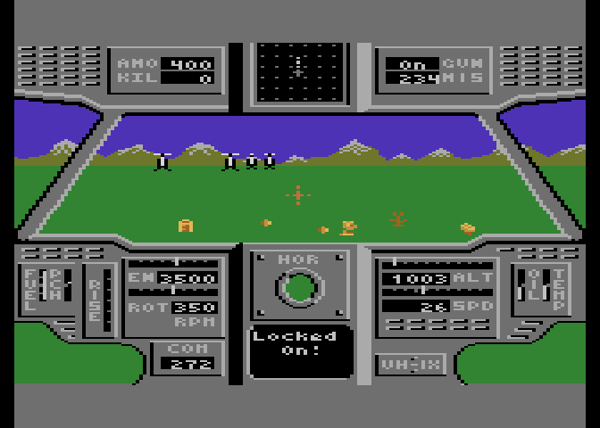 Super Huey UH-IX Atari 7800 Screenshot: Enemies sighted!