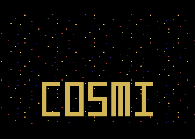 Super Huey UH-IX Atari 8-bit Screenshot: Cosmi logo.