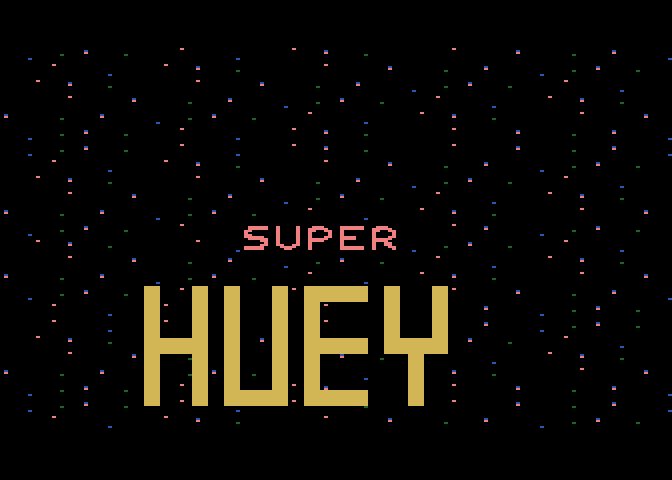 Super Huey UH-IX Atari 8-bit Screenshot: Title screen.