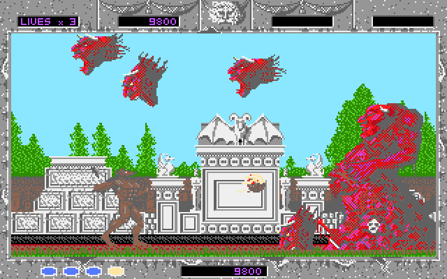 Altered Beast IBM PC/Compatibles Screenshot: The first end of level boss...