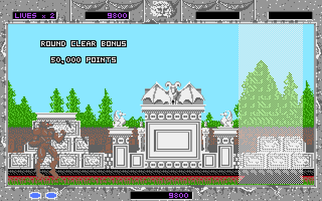 Altered Beast IBM PC/Compatibles Screenshot: Round one clear!