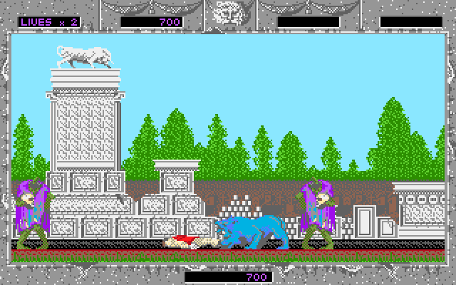 Altered Beast IBM PC/Compatibles Screenshot: Ouch, I've been knocked down!