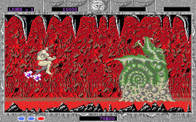 Altered Beast IBM PC/Compatibles Screenshot: The third boss; dodging attacks...