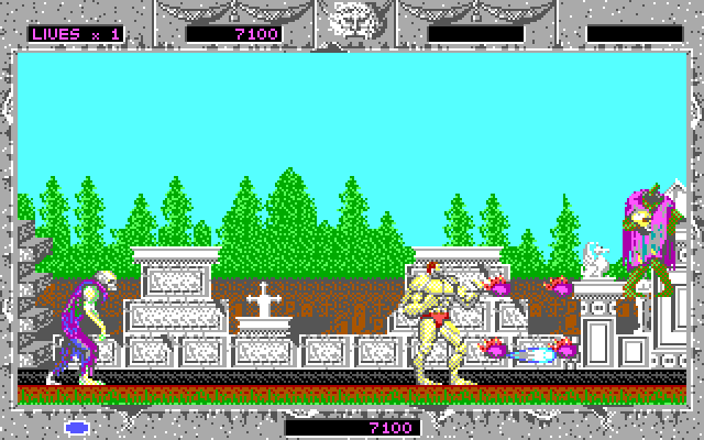 Altered Beast IBM PC/Compatibles Screenshot: One zombie destroyed, many more to go...
