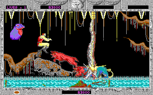 Altered Beast IBM PC/Compatibles Screenshot: Attempting to dodge numerous enemies at once...