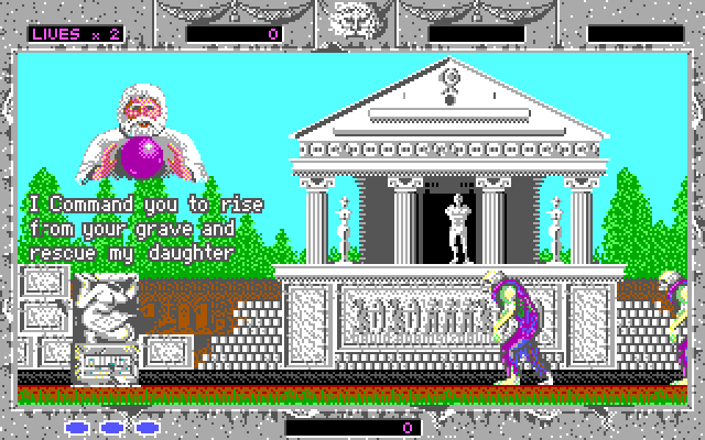 Altered Beast IBM PC/Compatibles Screenshot: Game start; here's your mission...