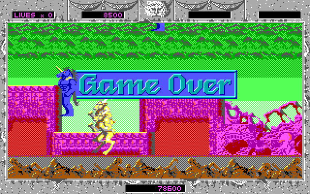 Altered Beast IBM PC/Compatibles Screenshot: Game over.