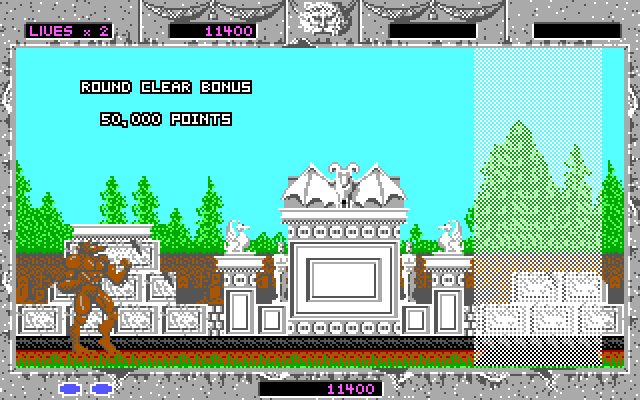 Altered Beast IBM PC/Compatibles Screenshot: First level complete.