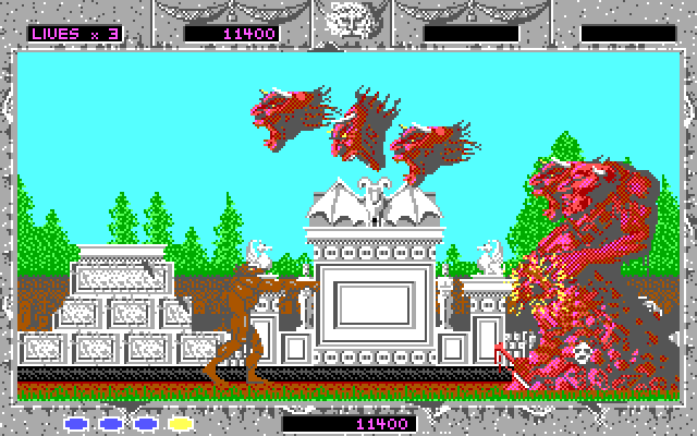 Altered Beast IBM PC/Compatibles Screenshot: Fighting the first end of level boss...