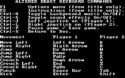 Altered Beast for IBM PC/Compatibles - Game command summary.