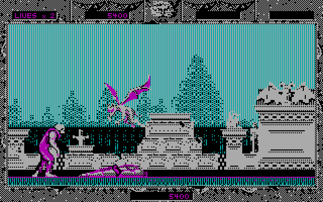 Altered Beast IBM PC/Compatibles Screenshot: Ouch, I've been knocked down...