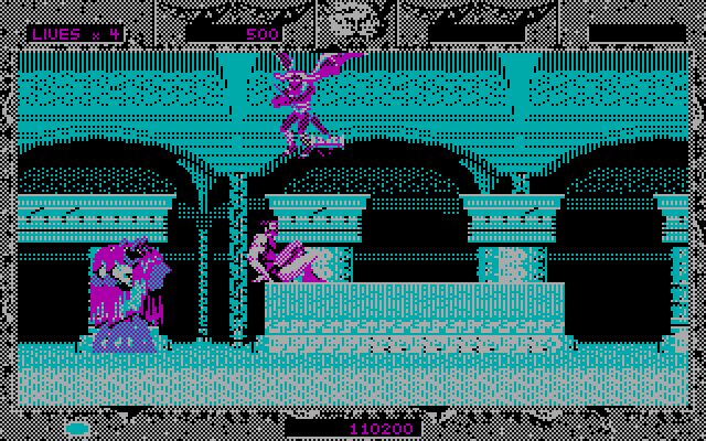 Altered Beast IBM PC/Compatibles Screenshot: Round four...under attack from above!