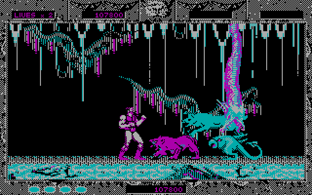 Altered Beast IBM PC/Compatibles Screenshot: Multiple enemies attack at once!