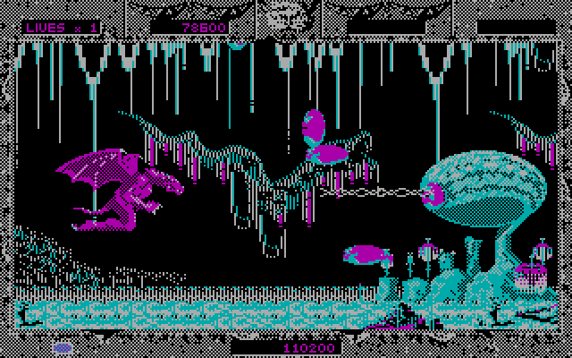 Altered Beast IBM PC/Compatibles Screenshot: Attacking the second end of level boss...