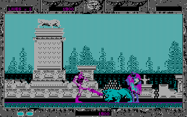 Altered Beast IBM PC/Compatibles Screenshot: Attack the red and blue beasts to improve your skills...