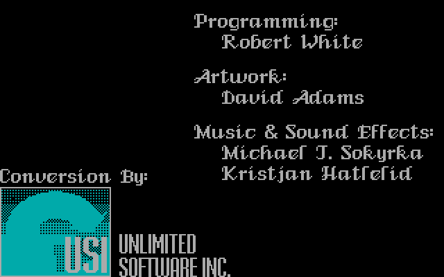 Altered Beast IBM PC/Compatibles Screenshot: Game credits.