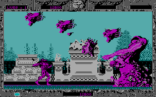 Altered Beast IBM PC/Compatibles Screenshot: Fighting the first end of level boss...