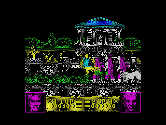 Altered Beast ZX Spectrum Screenshot: Fighting incoming creatures...