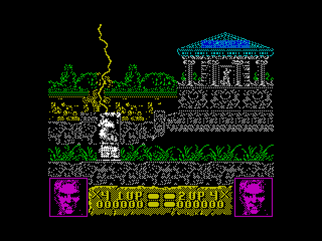 Altered Beast ZX Spectrum Screenshot: Game start; our hero is teleported in...