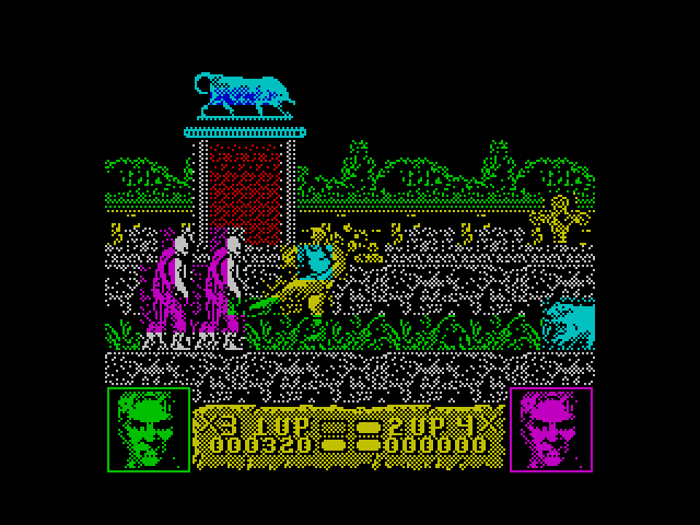Altered Beast ZX Spectrum Screenshot: Kicking opponents...