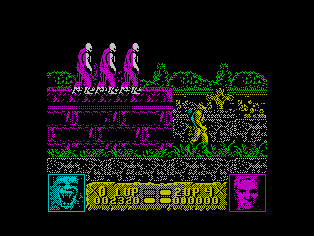 Altered Beast ZX Spectrum Screenshot: Watch out for the attack from behind...