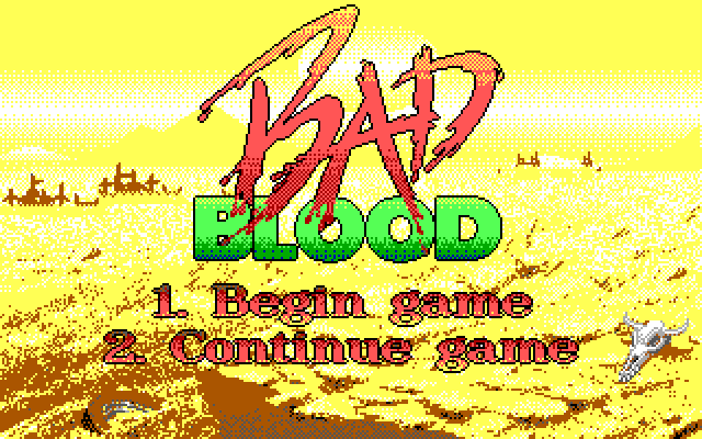 Bad Blood IBM PC/Compatibles Screenshot: Main menu.