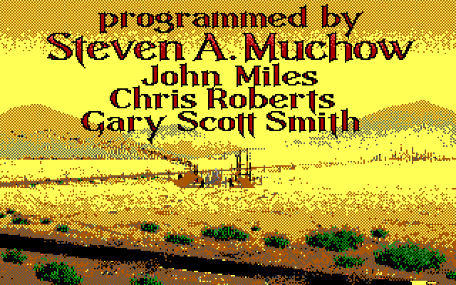Bad Blood IBM PC/Compatibles Screenshot: Game credits; the farm is rebuilt in the background.