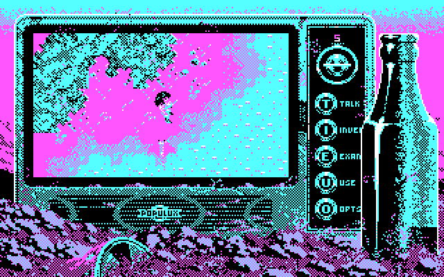 Bad Blood IBM PC/Compatibles Screenshot: You'll somehow need to find a boat to cross this river.