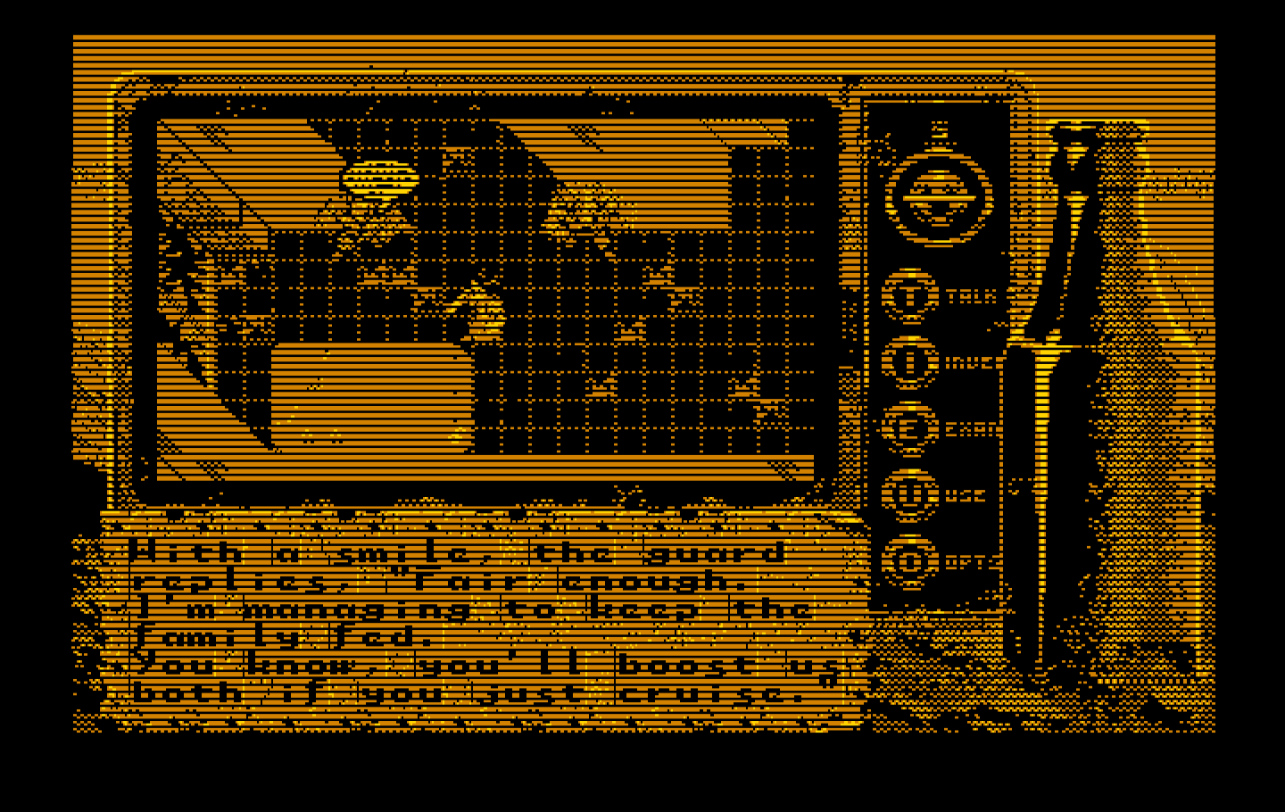 Bad Blood IBM PC/Compatibles Screenshot: Chatting with a guard.
