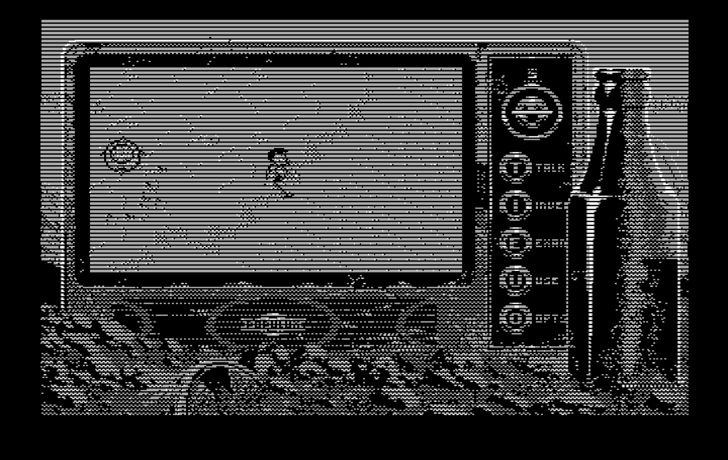Bad Blood IBM PC/Compatibles Screenshot: You'll eventually need to find a boat to cross this river.
