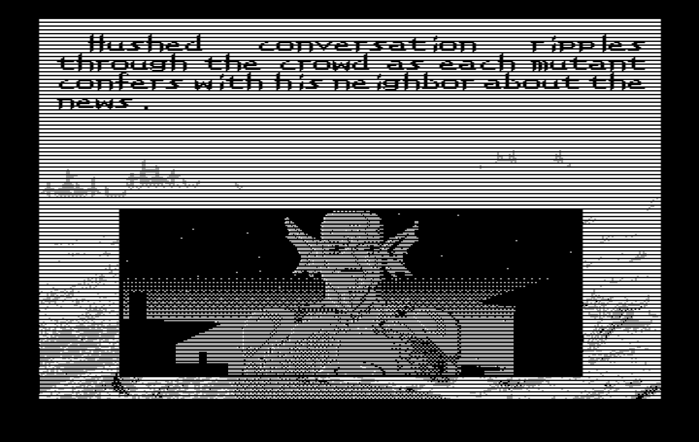Bad Blood IBM PC/Compatibles Screenshot: Hearing about an impending threat...
