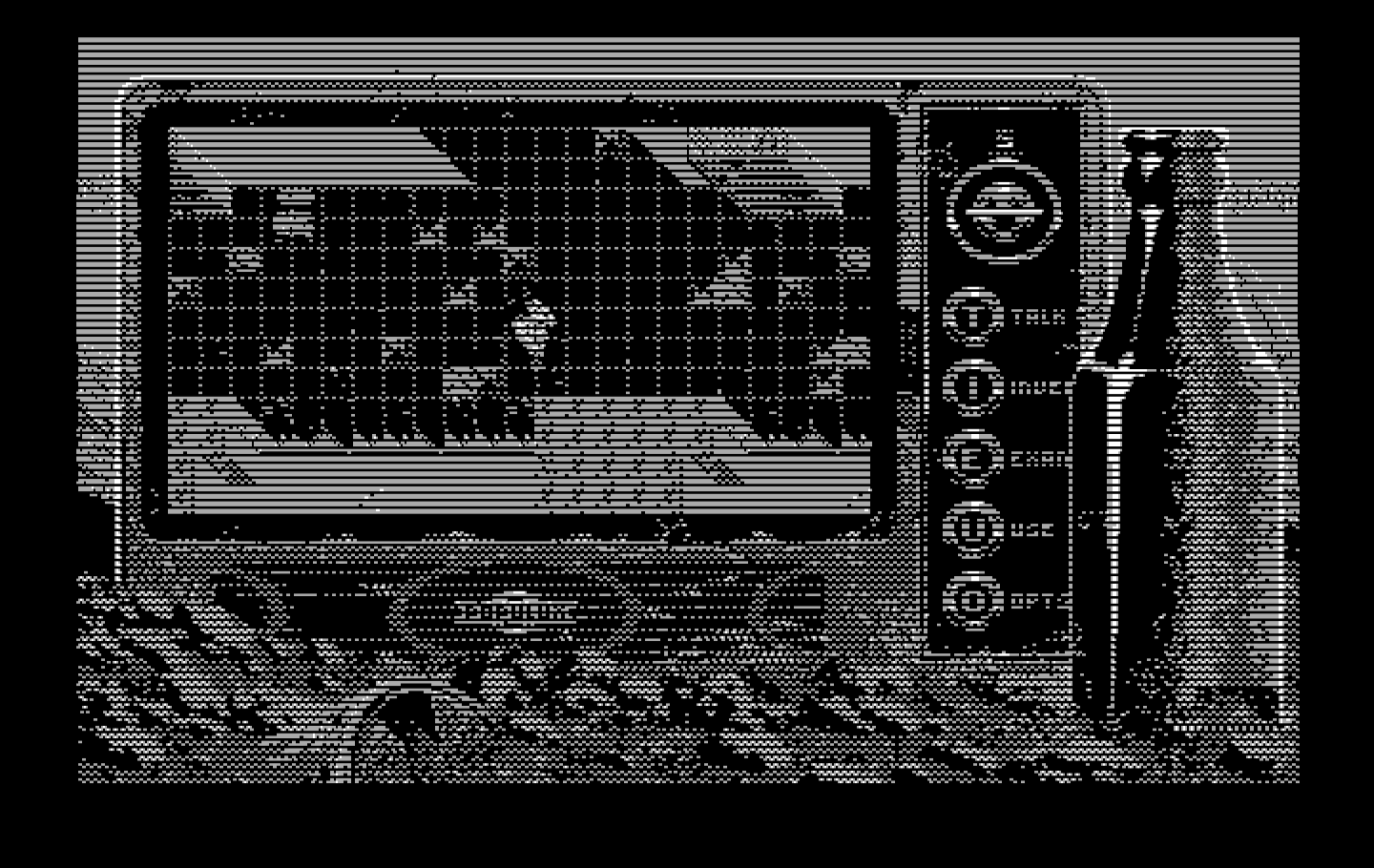 Bad Blood IBM PC/Compatibles Screenshot: Exploring a building.