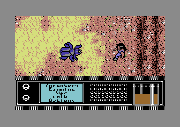 Bad Blood Commodore 64 Screenshot: Large, mutant creatures often attack.