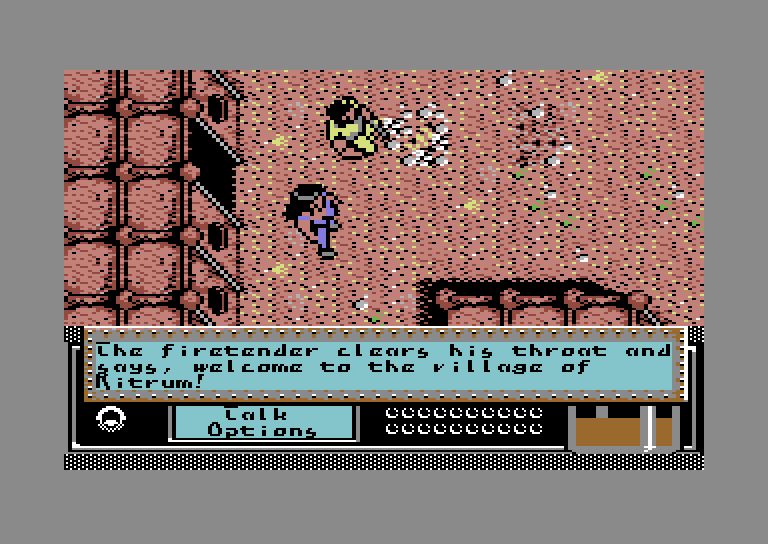 Bad Blood Commodore 64 Screenshot: Welcome to a village!