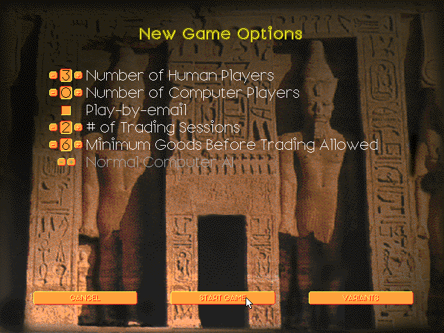 Advanced Civilization IBM PC/Compatibles Screenshot: Setting up options for a new game.