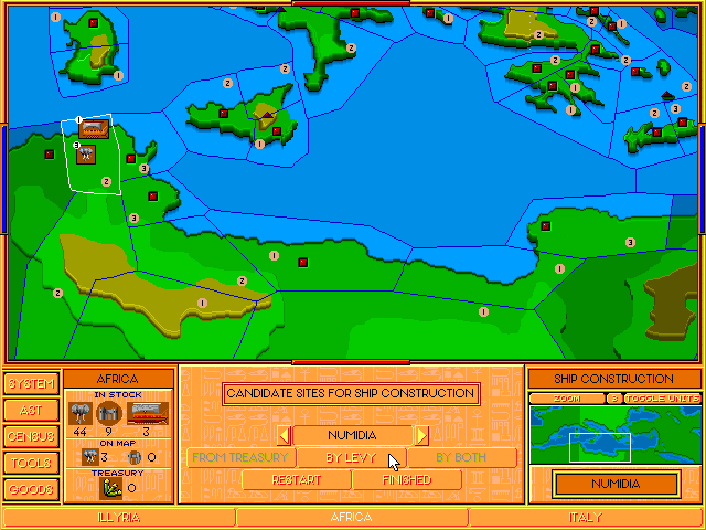 Advanced Civilization IBM PC/Compatibles Screenshot: Constructing ships.