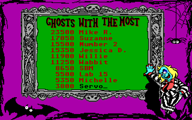 Adventures of Beetlejuice: Skeletons in the Closet IBM PC/Compatibles Screenshot: High scores.