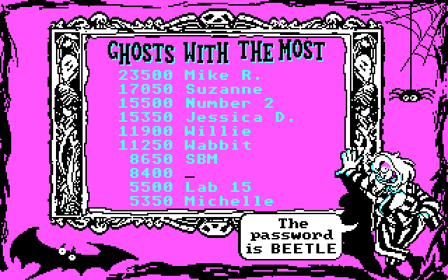 Adventures of Beetlejuice: Skeletons in the Closet IBM PC/Compatibles Screenshot: High scores.