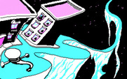 Adventures of Beetlejuice: Skeletons in the Closet for IBM PC/Compatibles - One of many spacey scenes.