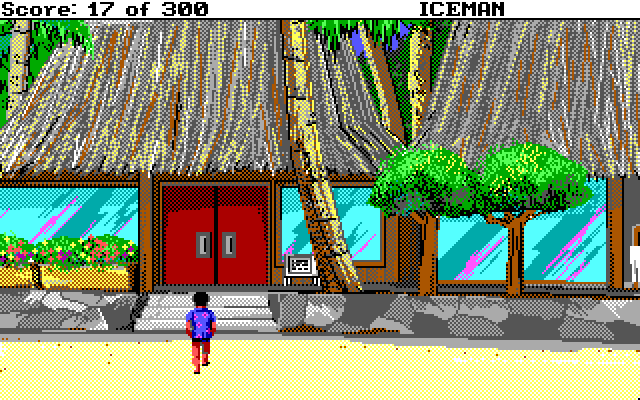 Code-Name: Iceman IBM PC/Compatibles Screenshot: Outside one of the resort buildings.