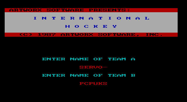 International Hockey IBM PC/Compatibles Screenshot: Setting up the teams.