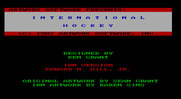 International Hockey for IBM PC/Compatibles - Title screen and game credits.