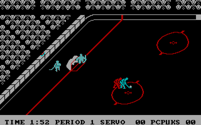 International Hockey IBM PC/Compatibles Screenshot: Defending the goal.