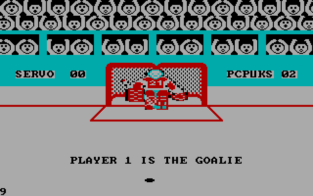 International Hockey IBM PC/Compatibles Screenshot: Ready? player one is the goalie.