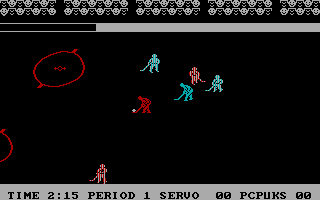 International Hockey IBM PC/Compatibles Screenshot: Chasing the puck...