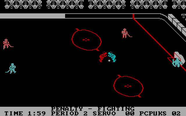 International Hockey IBM PC/Compatibles Screenshot: Penalty for fighting...